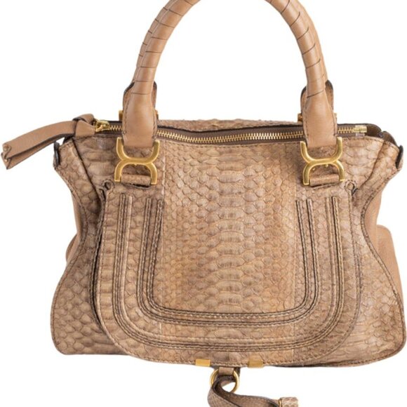 Chloe Marcie Python Large Shoulder Bag, Chloe Bag, Snakeskin Bag, Designer Bag - Picture 1 of 7